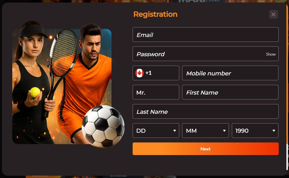 The site’s registration page