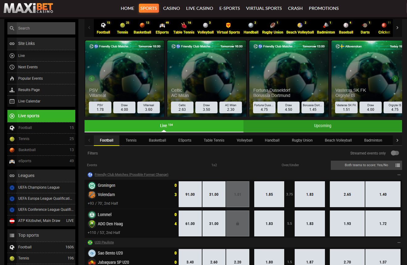 Overview of the desktop version of the site